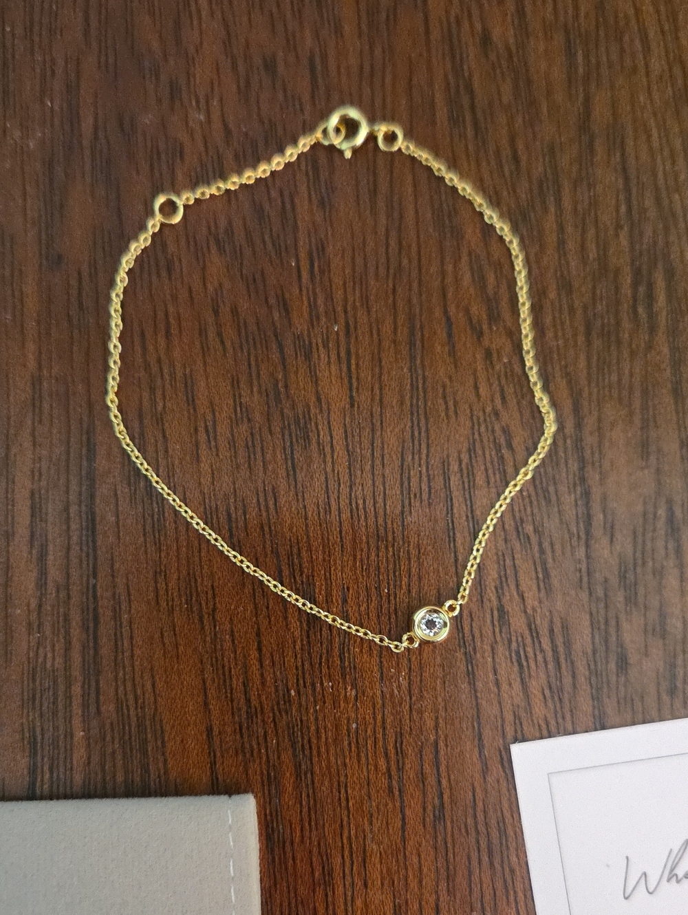 Gold Minimalist Cubic Zirconia Station Bracelet by Marrin Costello